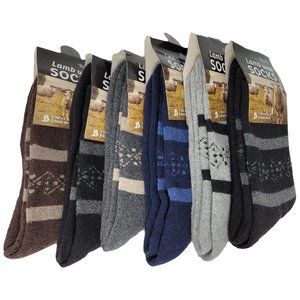 6 Pairs x Men Lamb Wool Crew Socks, Warm Winter Heavy Duty Boot, NEW. Size 10-13